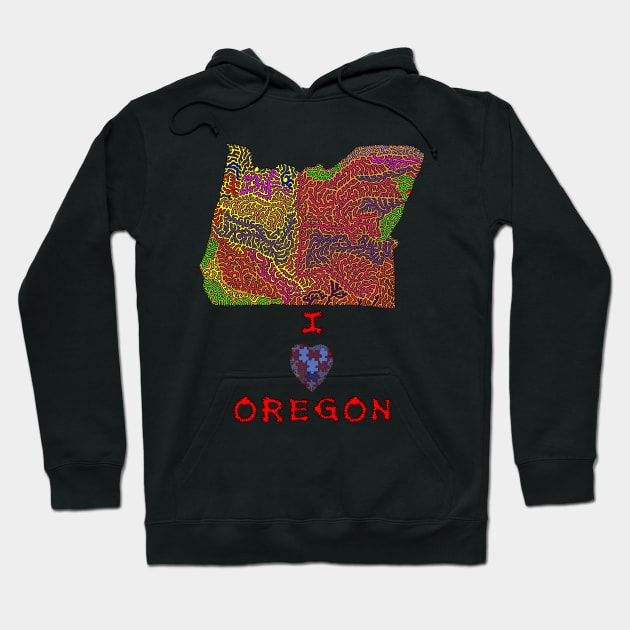 I Love Oregon Hoodie by NightserFineArts